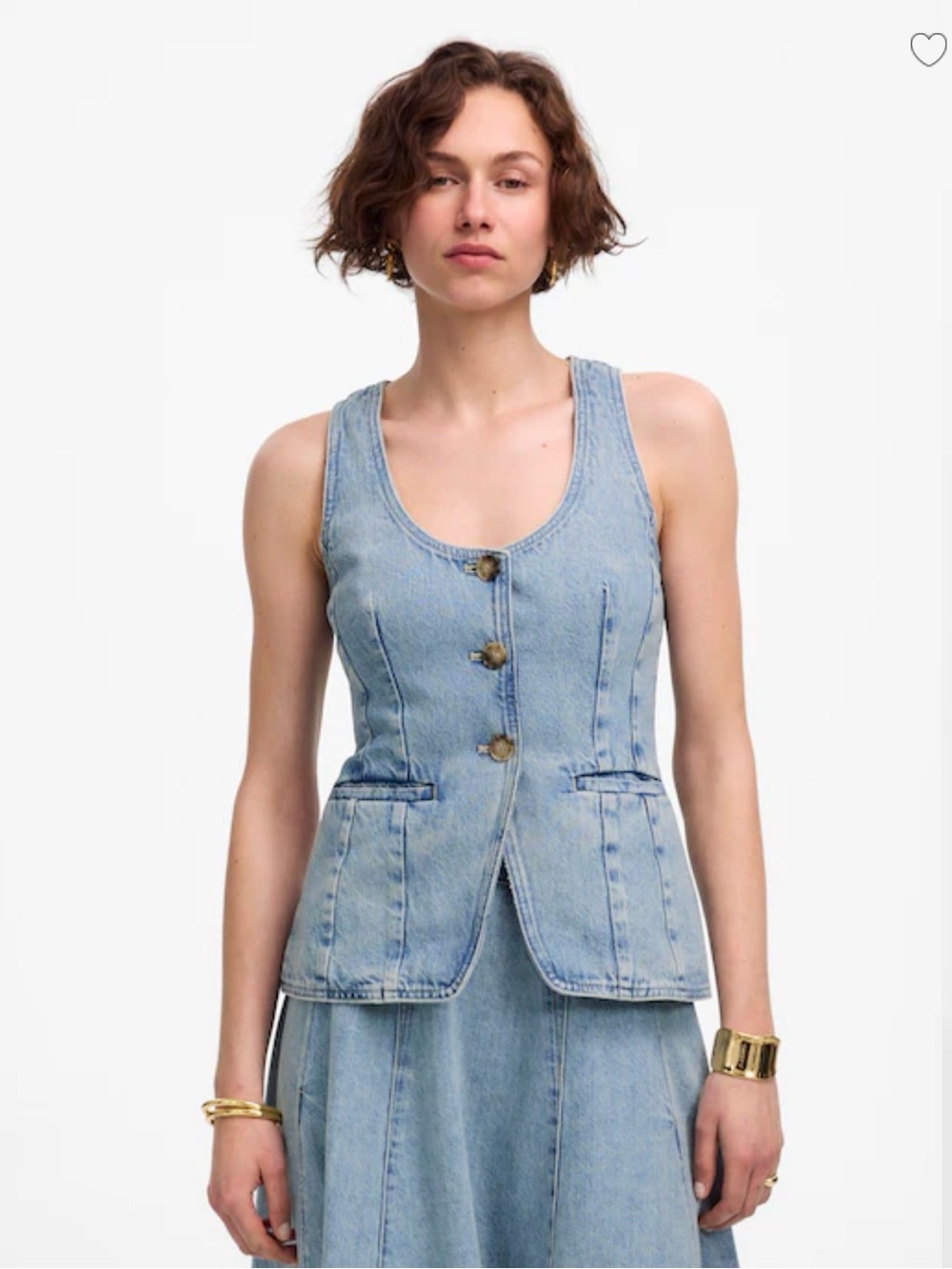 Madewell Light Blue Denim Button-Front Vest